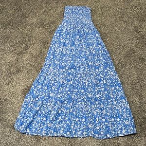 Zesica Blue Floral Strapless Maxi - Size S